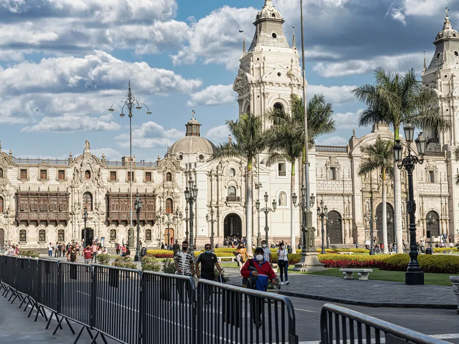 Plaza Mayor in Lima, with the Cathedral and colonial-era architecture